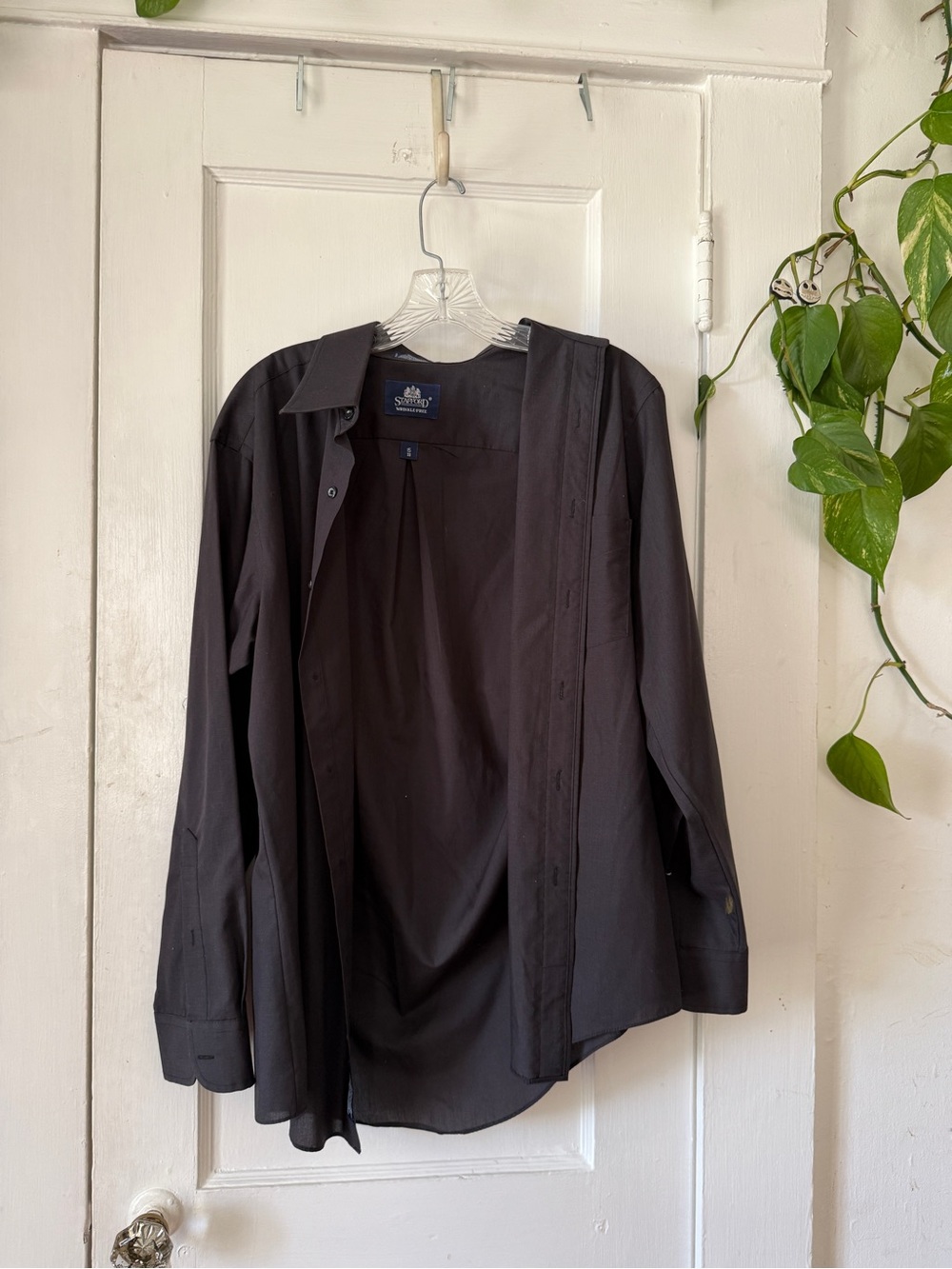 Stafford Men's Black Lightweight Shirt Jacket broadcloth size 15/33